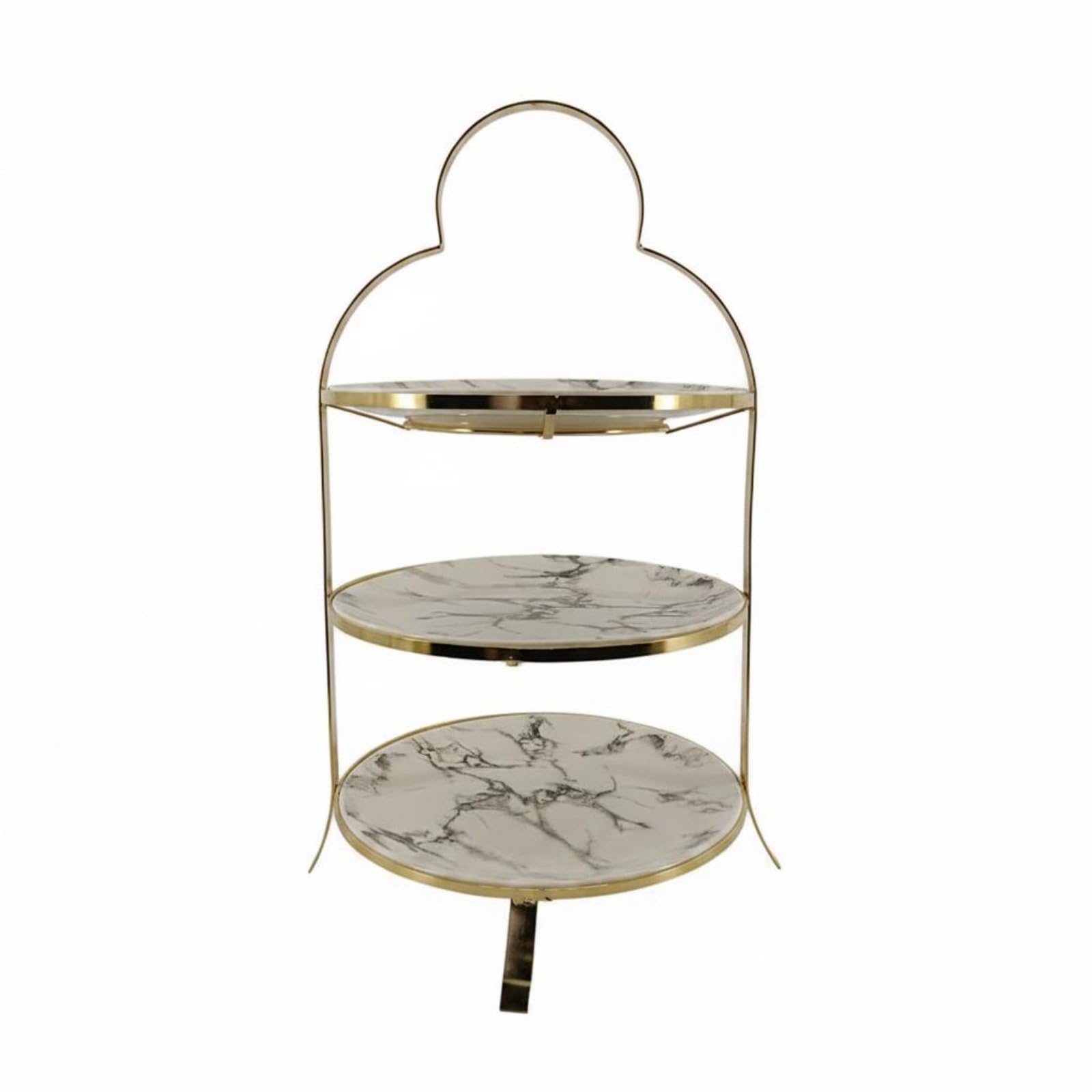 Alzata per Dolci Ceramica Espositore Pasticcini Vassoio Torta Piatto con Telaio in Metallo Equilibrato E Trame Effetto Marmo Lavabile Adatta per , color to 4