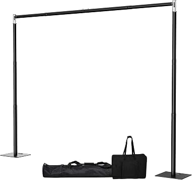 Pipe and Drape Backdrop Stand, 8x10ft Heavy Duty Backdrop Stand with Metal Base, Adjustable Height & Width, Black Background Holder for Wedding Photography Birthday Party Baby Shower DecorCapacity of up to 25 lbs