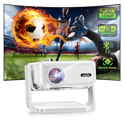 [550ANSI/360°Adjustable Stand] Mini Projector Bluetooth 5.2 & WiFi 6, One-Key Remote Focus+Auto...