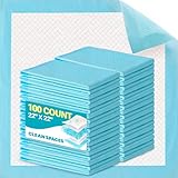 Clean Spaces 100 Count Super Absorbency Puppy Pads 22'x 22', Leakproof Quick Drying Dog Training Pee Pads, Puppy Pee Pads, Disposable Underpads Changing Pads for Baby, Puppy and Adults