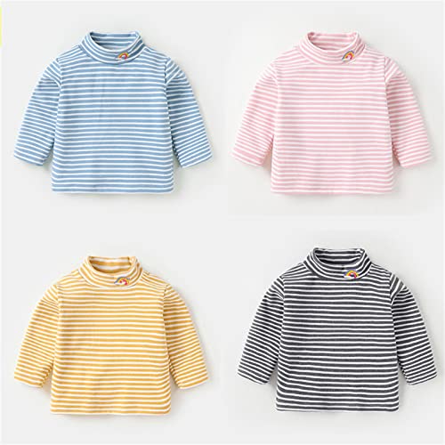 Toddler Baby Girls Boys Striped Long Sleeve Mock Turtleneck Cotton T-Shirt Fall Winter Thermal Underwear for Kids4