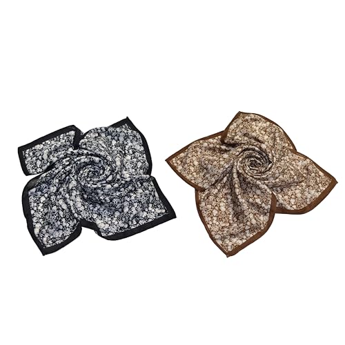 Square Scarf for Women 27”27'' Scarves Cotton Feeling Neckerchief Printed Floral Headscarf Hair Wraps 1/2/3 PCS Set