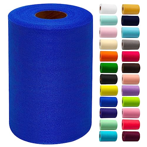 Royal Blue Tulle Fabric Rolls 6 Inch by 100 Yards (300 feet) Fabric Spool Tulle Ribbon for DIY Royal Blue Tutu Bow Baby Shower Birthday Party Wedding Decorations Christmas Craft Supplies