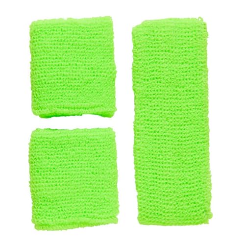 iiniim Neon Sports Band Bulk Pack Assorted Color Sweatbands for Large Groups 80s Theme Halloween Fitness Events Fluorescent Green B One Size