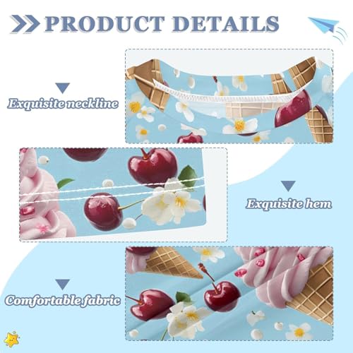 ALAZA Kids Rash Guard Girls Toddler Swim Shirts Short Sleeve Ice Cream Flower Cherry UPF 50+ 3T3