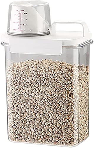 FANQIE 保存容器 プラスチック 密閉容器ドライフードディスペンサお米保存容器 ライス バケット ドライフード コンテナ 気密 プラスチック キッチン オーガナイザー 食品貯蔵タンク 密閉 米びつ 計量カップ付き (M/1800ML)