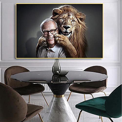 Amazon.co.jp: アートパネルモダンの抽象的な老人とライオンの笑顔の