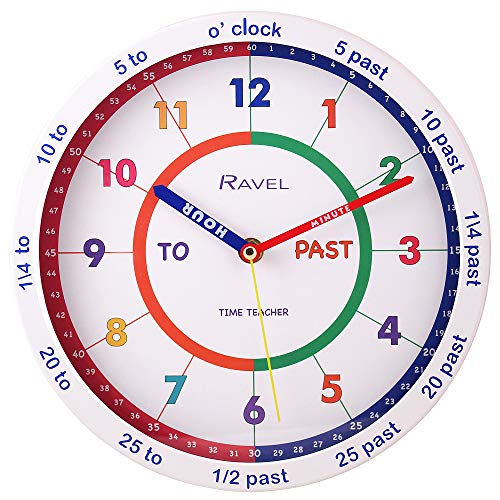 Ravel Childrens 25cm Time Teacher Wall Clock - White