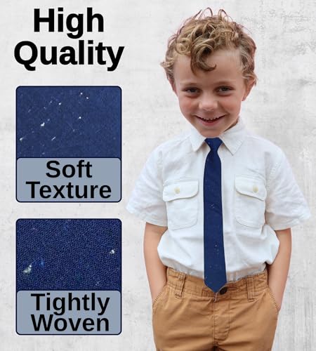 Otis & Oliver Boys Solid Color Tie Pre-Tied Kids Necktie Age 1-12 Adjustable Woven Cotton Church Wedding School Graduation3