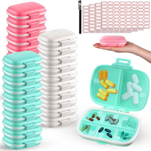 Petit pilulier portable Layhit à 8 cases étanches avec 256 étiquettes d'identification