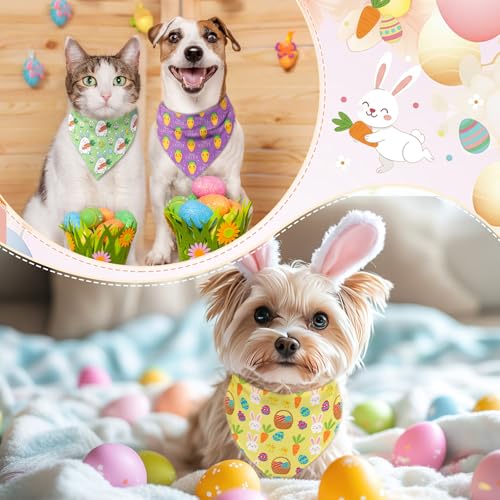 Image of Abbylike 50 Pcs Spring Dog Bandanas Bulk Bunny Egg Carrot Bandanas for Dogs Triangle Kerchief Bibs Scarf Set for Pet Easter Costume Photo Props Accessories Pet Shops, 25 Styles (19.7 x 13.8 x 13.8)