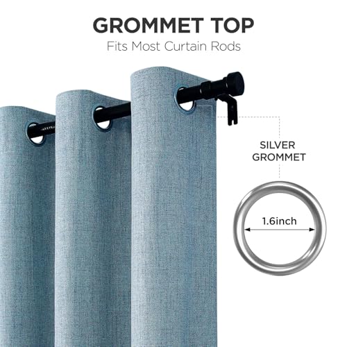 Image of Joydeco Blackout Curtains 63 Inches Long 2 Panels Burg, Room Darkening Curtains for Bedroom, 100% Black Out Textured Thermal Drapes Privacy Protection 2 Panels Set(W52 x L63 Inch, Sky Blue)