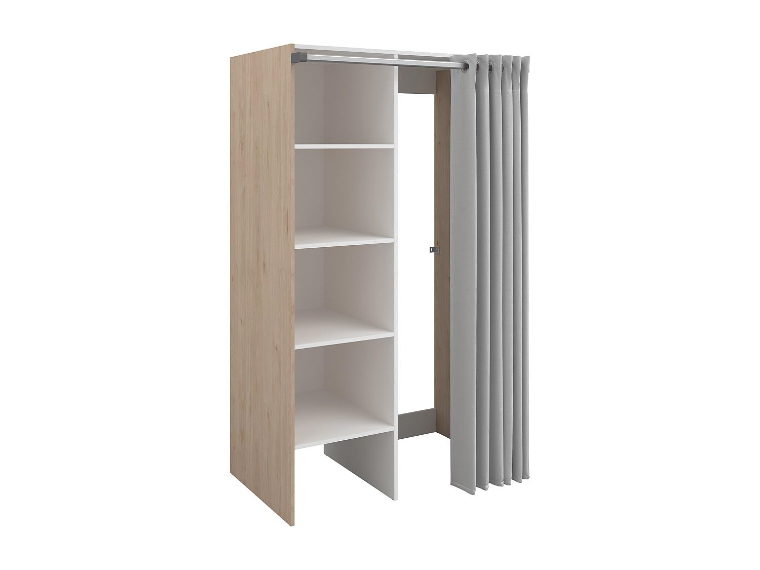 Vente-​unique -​Mobili lavanderia con tenda per due lavatrici - Colore legno chiaro - 111 x 184 cm - JAZANO