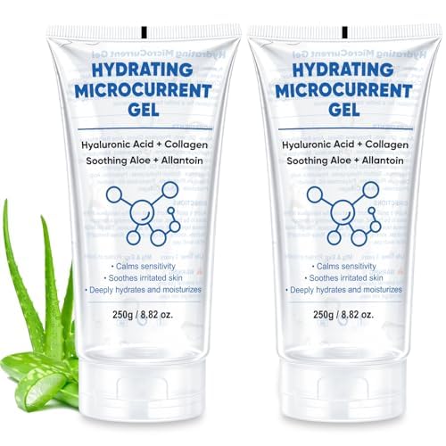 2 Pack Conductive Gel For Microcurrent Radio Frequency Gel with RF Facial Machine Microcurrent Conductive Gels with Hyaluronic Acid Instantly Soothing Skin Long-Lasting Hydrating 250g Per Tube