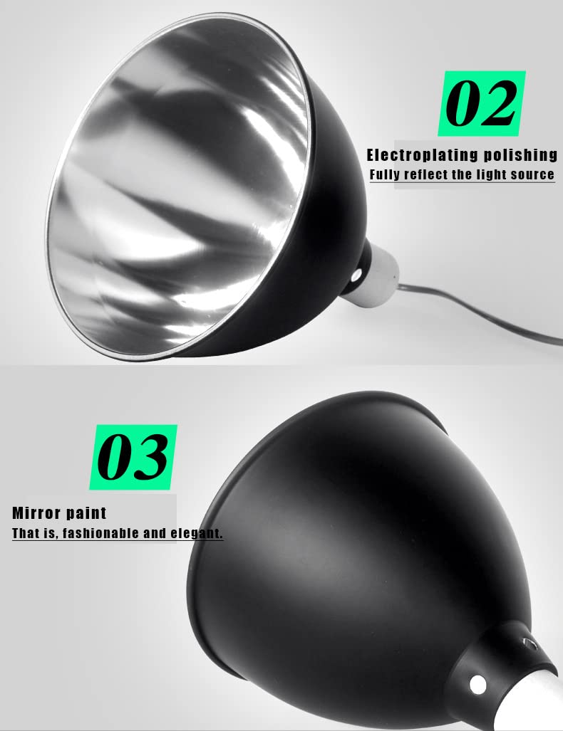 Support de Lampe pour Reptile de 8,5"/21,59CM, Exoterra Dome Fixture Eclairage en Aluminium pour Reptile/Amphibien Taille Large(EU Plug)