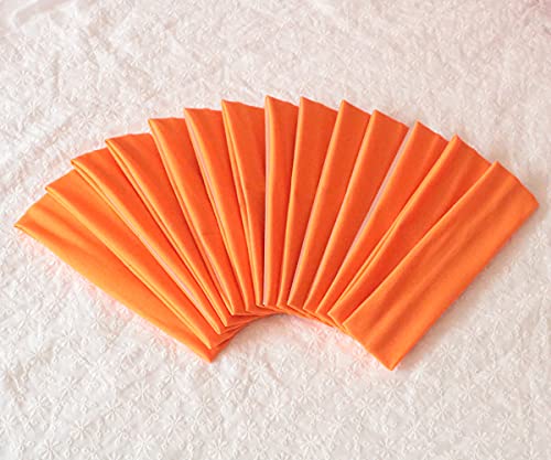 Sport Yoga Headbands Pack of 14 Fashion Soft Elastic Polyester Sweatband Yoga Stretchy Headband for Women Man Girl (Orange)
