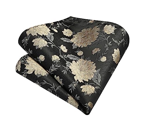 Image of Enlision Ties for Men Floral Tie Handkerchief Cufflinks Set Formal Flower Classic Mens Necktie & Pocket Square Wedding