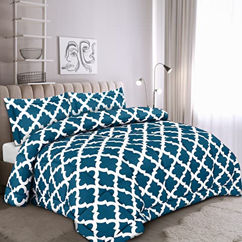 Image of Utopia Bedding Printed Comforter Set (King /Cal King, Teal) with 2 Pillow Shams - Luxurious Brushed Microfiber - Down Alternative Comforter - Soft and Comfortable - Machine Washable