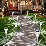 Eyrosa Solar Outdoor Lights, 10 Pack Waterproof Stainless Steel Solar Stake Lights for Pathway Garden Yard Path Walkway Driveway Lawn Patio Outside Decor, Cool White