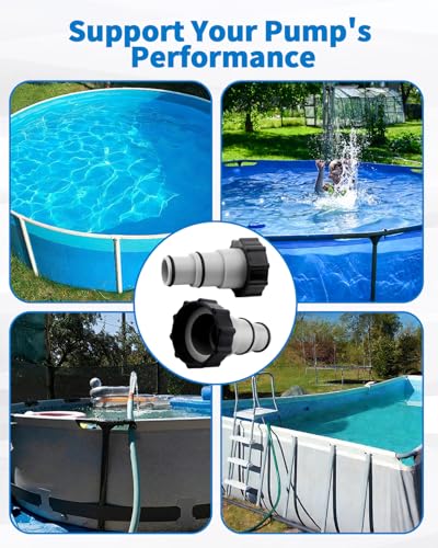 2 Pack Pool Hose Adapter A with Collar for Intex, Converts 1.5 to 1.25 Inch Hoses for Threaded Connection Pumps, Universal Replacement Adapter Set for Above Ground Pools (2, 2 * 4.28)