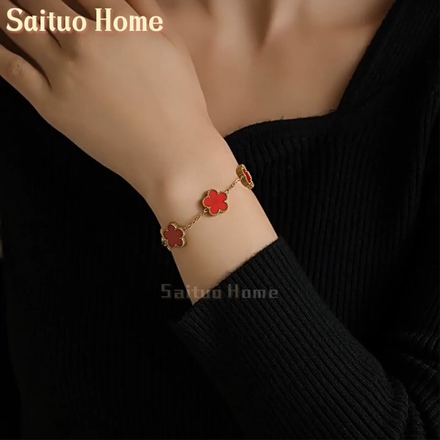2 Bracelets Trèfle 4 Feuilles Plaqué Or 18k - Porte-bonheur Femme, Réglable, élégant Pour Tous Les Jours Ou Cadeau (blanc & Vert)