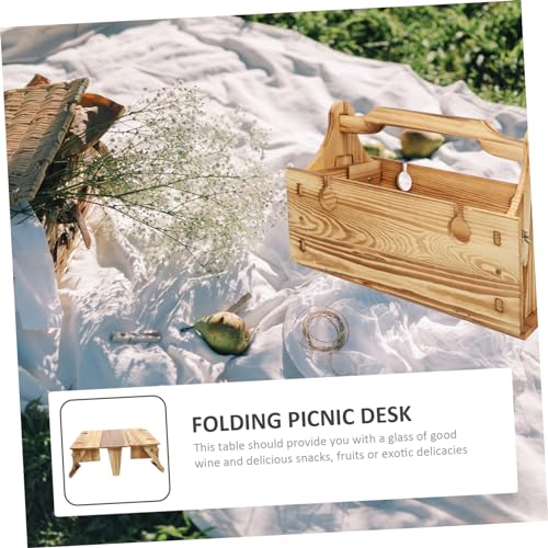 Table de pique-nique pliante bois YARNOW panier multifonction solution rangement facile - 8