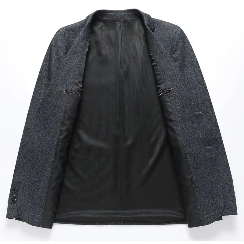 Men's Korean Style Plaid Slim Fit Autumn Wedding Business Casual Suit Jacket for Middle Aged Men3