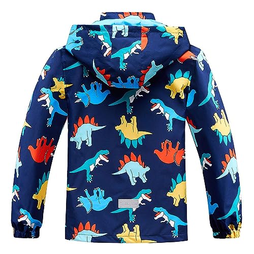 Boys Water Resistant Jacket Cotton Lined Waterproof Jacket Kids Wind Resistant Hooded Coat Dark Blue2