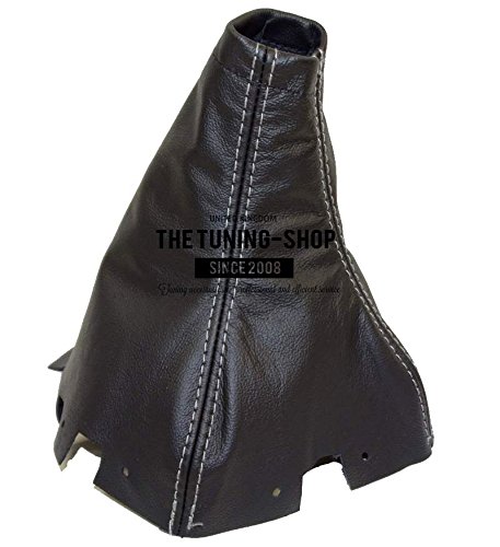 The Tuning-Shop for Subaru Forester 2008-13 Shift Boot Black Genuine Leather Grey Stitching