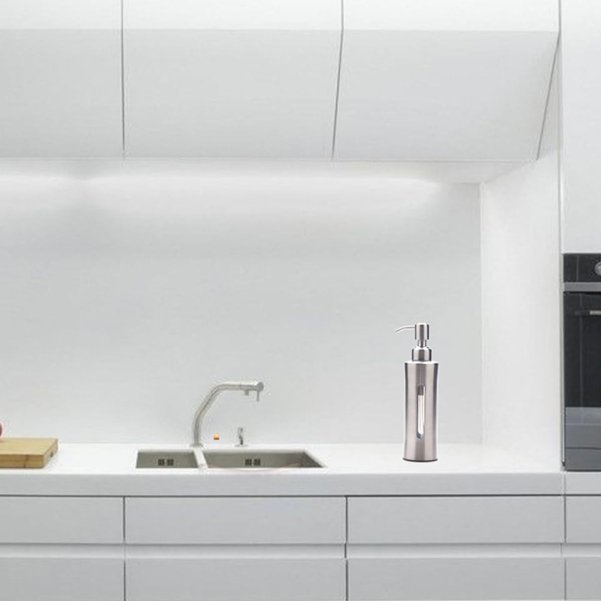 Dispenser di Sapone in Acciaio Inox 304 Pompa a Pressione, Bottiglia Visibile da Bagno e Cucina, Erogatore di Lozione per Mani e Bagnoschiuma, Uso Quotidiano Multifunzionale