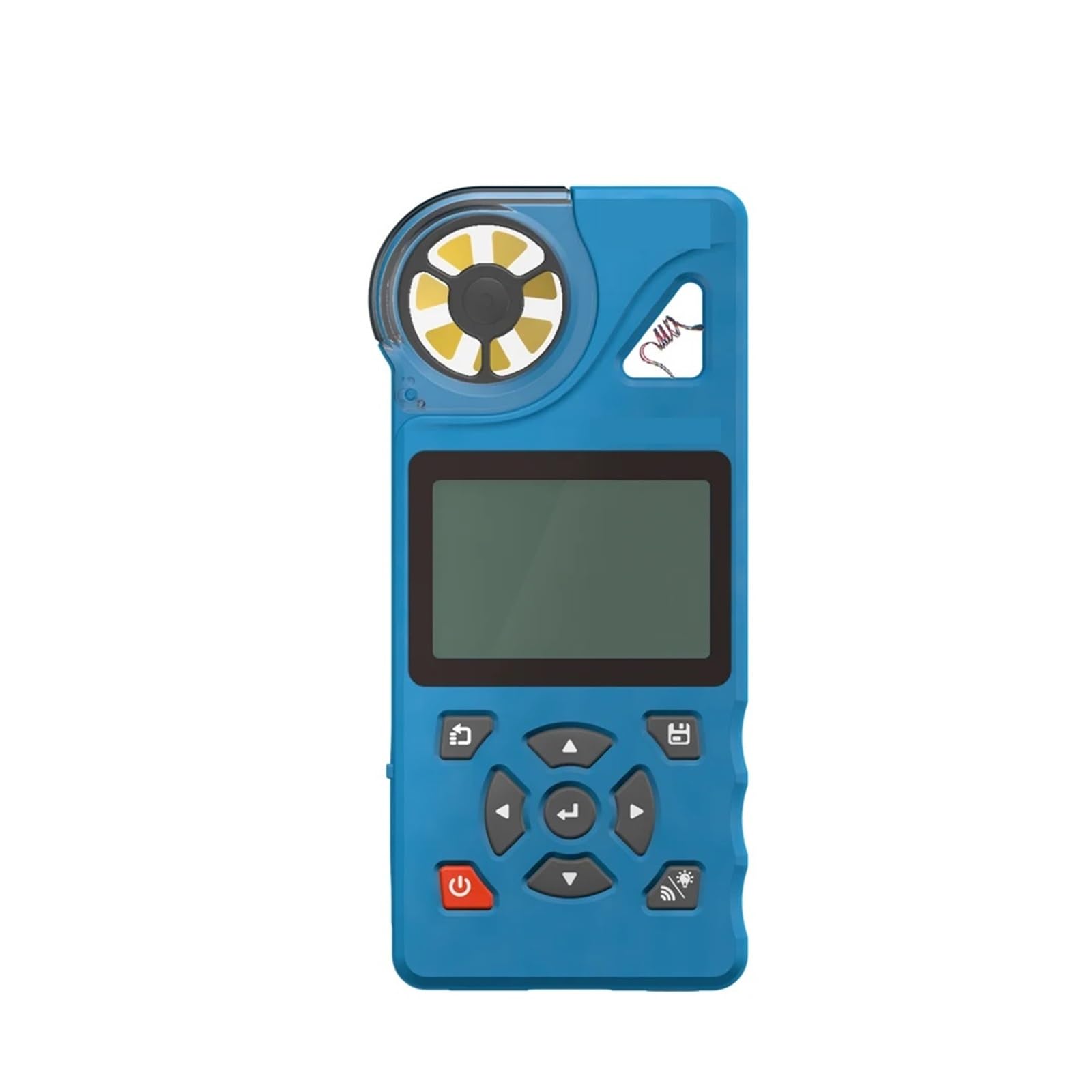 Anemómetro digital con memoria de 8000 Aata, 7 modos de medición y control remoto de temperatura y humedad.