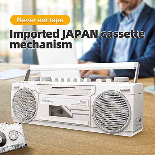 Gravador de gravador de cassete Boombox AM FM rádio duplo estéreo AC/Battery Operated & AUX /USB/ SD