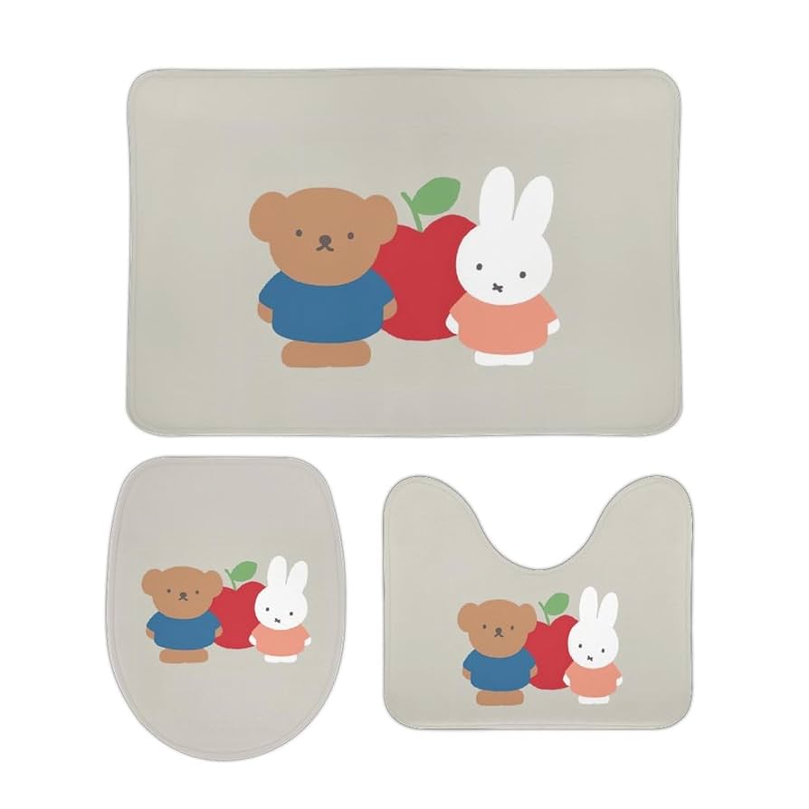 トイレ用吸水滑り止めマットぬいぐるみ便座3点セット Amazon | ミッフィー ボリス 【3点セット】 トイレマット