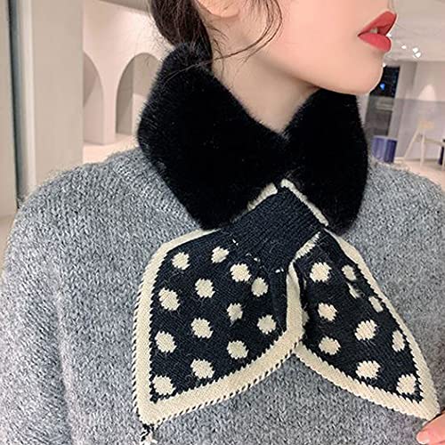 Women Fall Winter Warm Faux Fur Neck Scarf Dot Pull Through Neck Warmer Fake Collar2