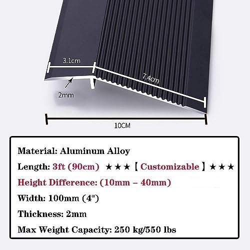 36inch Threshold Strip Aluminum, Floor Transition Strip Flooring Transitions Thresholds Reducer, 4in Wood to Tile Edging Trim Strip, Thresholds for Doorways (Color : Silver, Size : 2*Length 90cm (3f