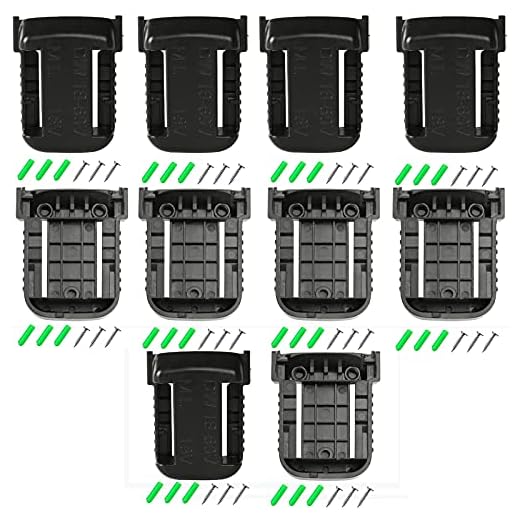 APTOOLER 10 Pack Battery Holder Wall Mount Compatible with Dewalt 20V & 60V Max Battery Fit for Milwaukee 18V Battery (No Battery)