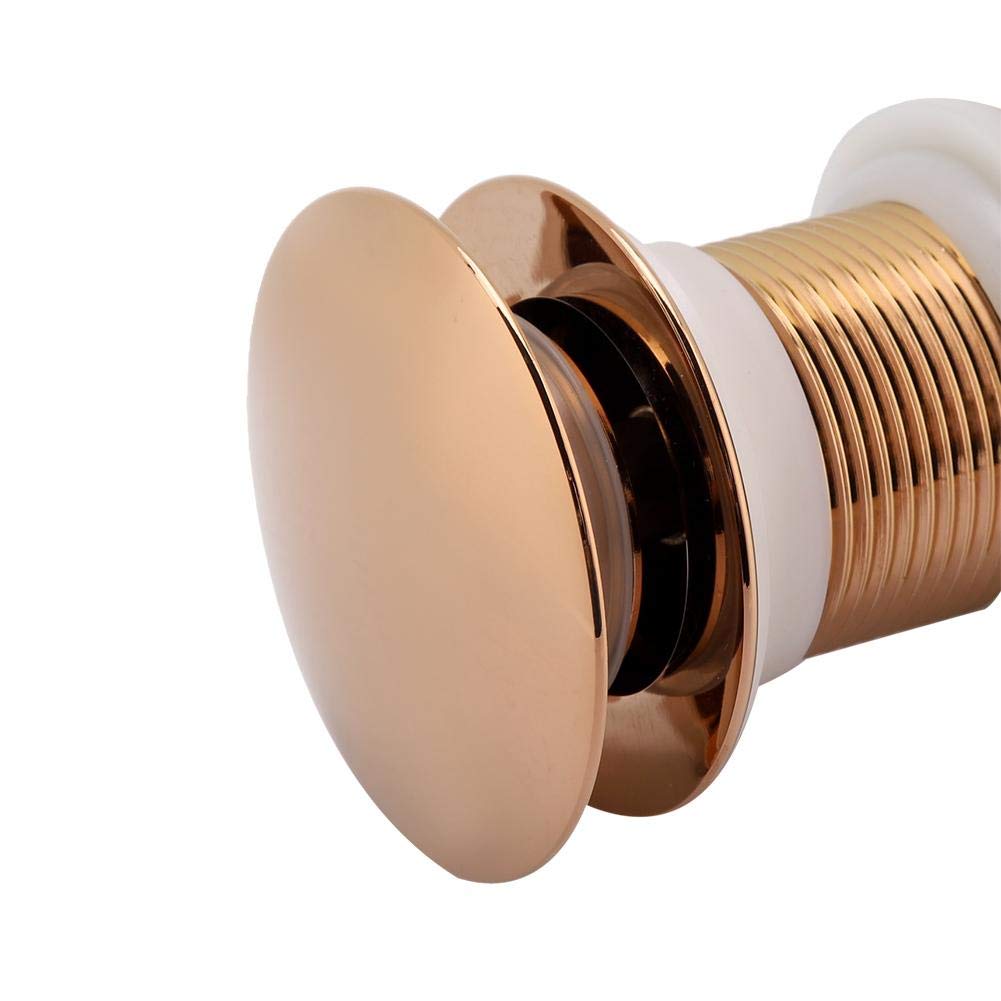 G1-1/4 "Bonde de Vidage Assemblage de Drain Escamotable en Laiton Évier de Vidange Bouchon de Vidange Robinet de Salle de Bain Drain sans Trop-Plein (Rose Gold)