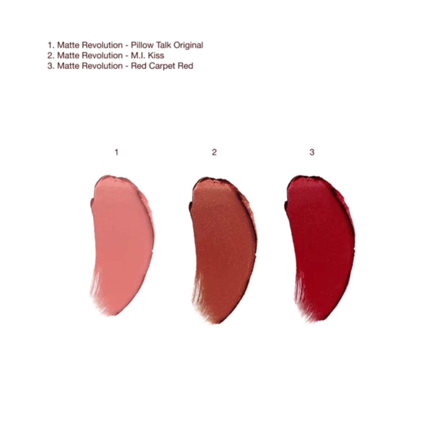 Charlotte Tilbury Hot Lips Lipstick Trio Gift Set - 3 Full-Size Matte Revolution Lipsticks with Iconic Hot Lips Makeup Bag - Holiday Beauty Gift Set with Red Carpet Red, Pillow Talk & M.I. Kiss