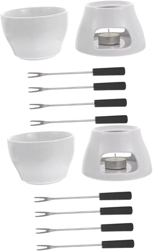 NOLITOY 2 Sets Luz Hornear Café Fondue Chocolate Queso Pot Tealight Home Herramientas Hornear Estufa de fusión DIY Zen Caramelo Porcelana Mariscos