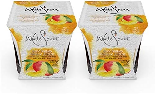Premium Scented Candle (Juicy Mango) & Large Candle Set - Long Lasting -30 Hrs | Pure Natural Strong Fragrance Ideal for Bath or Bedroom to Eliminate Odor, Stress Relief by White Swan (Pack of 2)