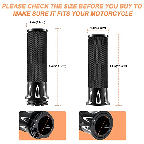 Chcshh Motorcycle Handlebar Grips 1 Inch Universal Cnc Throttle Grip 25Mm Black Hand Grips Compatible With Harley Davidson Sportster Suzuki Kawasaki Honda Yamaha #TOP4