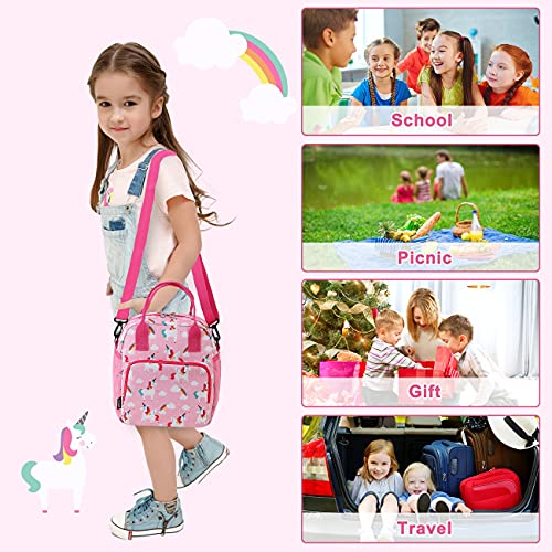 Ravuo Unicorn Lunch Bag For Girl Insulated Cute Girls Lunch Box For Kids Reusable Lunch Tote With Detachable Shoulder Strap Plush #TOP6