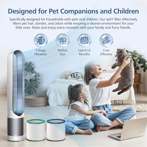 TP01 HEPA Replacement Filter Compatible with Dyson Tower Purifier Pure Cool Link TP01, TP02, TP03, AM11, BP01 Models, Replace Part 968126-03, 2 Pack (Green+Black)