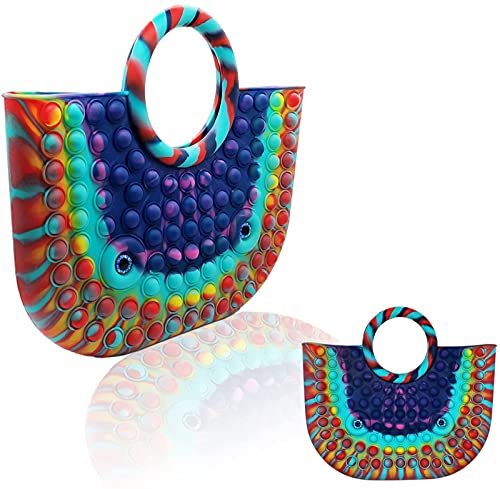 SXZHSM Bubbles Fidget Toys,Simple Sensory Pop it geant Bag Sac à Main Push Bubble Élégante Sacs à Main pour Femmes Pop Sensory Squeeze Bags pour Le Soulagement du Stress Et de Lanxiété,Rainbow Cover