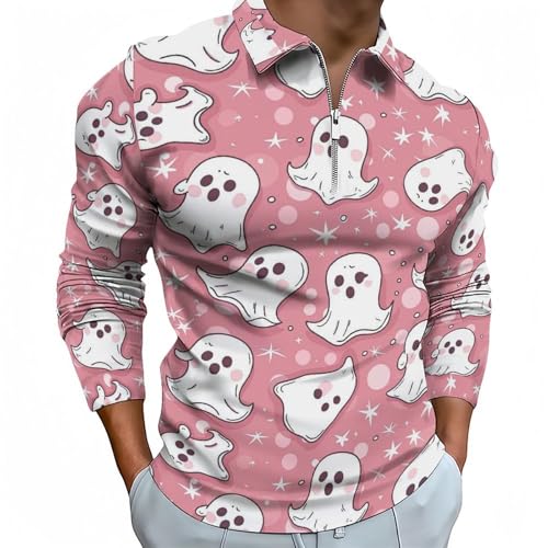 Polo Halloween fantôme rose Novastar pour un golf d'automne décontracté