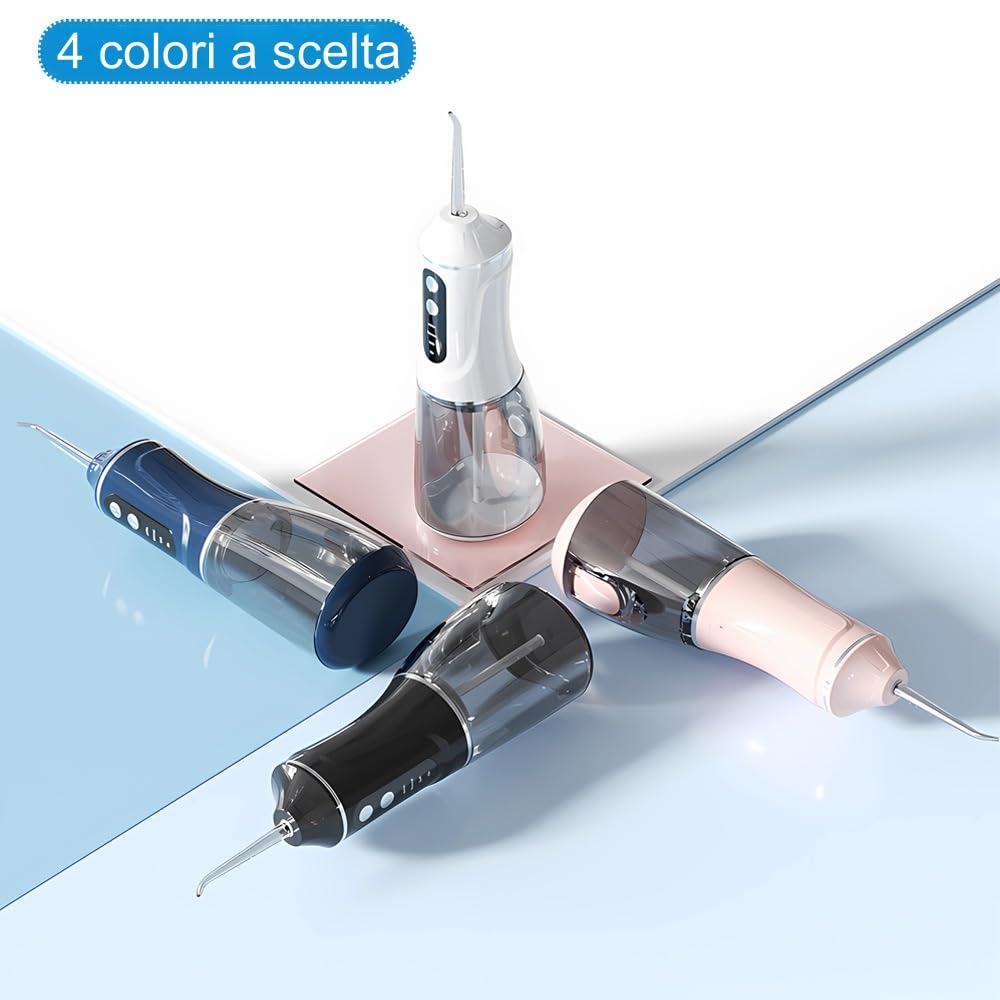 OraSmile Idropulsore Dentale Portatile Elettrico - 3 Modalità, per Uso Domestico e Viaggi