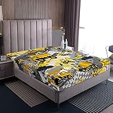 Loussiesd Kinder Cartoon Auto Spannbettlaken Doppel Jungen Baufahrzeuge Betttuch Boxspringbett für Jugendliche Cartoon Maschinen LKW Spannbetttuch Baustelle Autos Mikrofaser