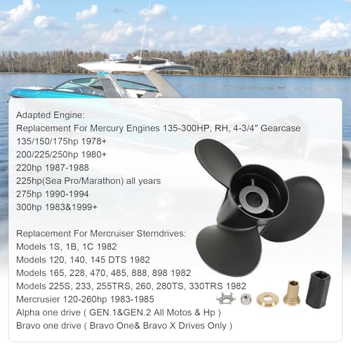 Image of 48-832830A45 Outboard Boat Propeller 14 1 /2 x 19 Pitch Replacement for Mercury Engines 135-300HP, 15 Spline Tooth, RH 14.5 x 19P