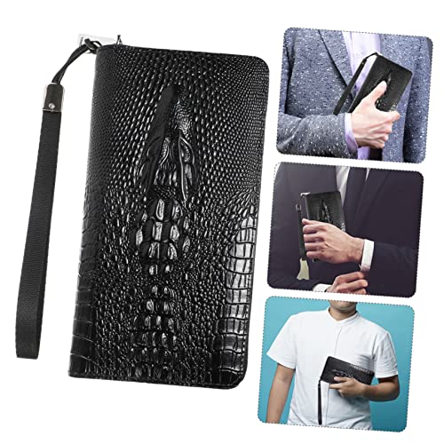 Large Capacity Alligator Pattern Long Wallet for Men with Zipper Closure Stylish Bifold Handbag for Phone Cards and Gadgets Secure Theft Resistant Design Male Relatives and Friends4