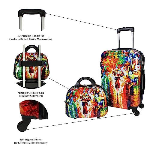 World Traveler 2-Piece Carry-on Hardside Spinner Luggage Set-Paris Nights, One Size4